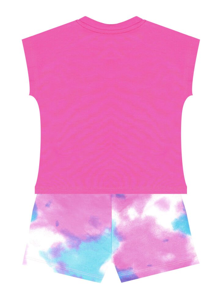 Yıldızlı Batik Kız Çocuk T-shirt Şort Takım 9 Y - Pembe, Mavi
