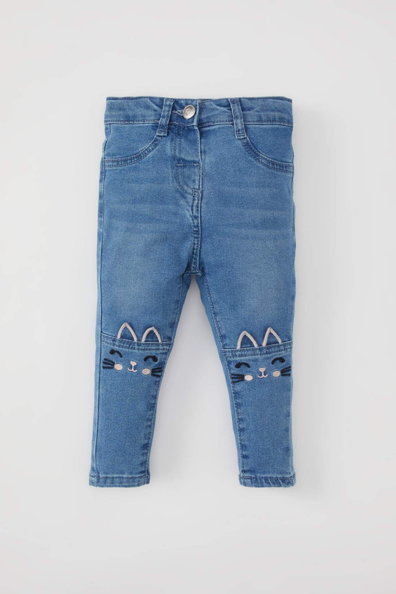Kız Bebek 3D Düz Paça Jean Pantolon