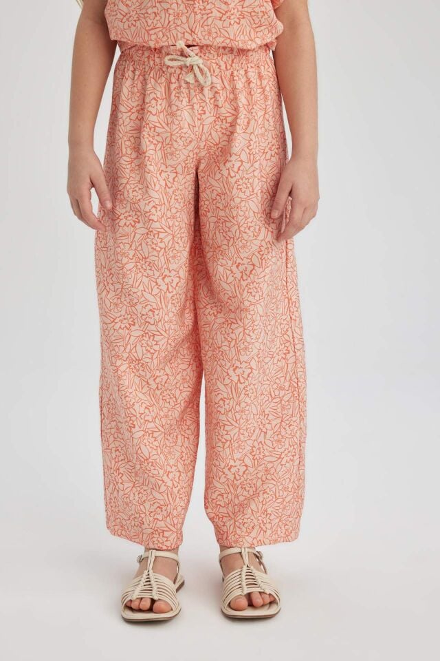 Kız Çocuk Wide Leg Geniş Paça Desenli Pantolon