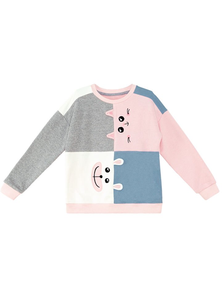 Kedi Ve Ayıcık Kız Çocuk Sweatshirt 4 Y - Pembe