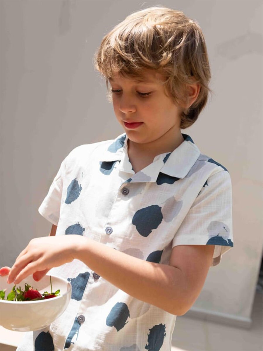 Radoxo Pamuklu Kısa Kollu Erkek Çocuk Gömlek 7-8Y - Ekru