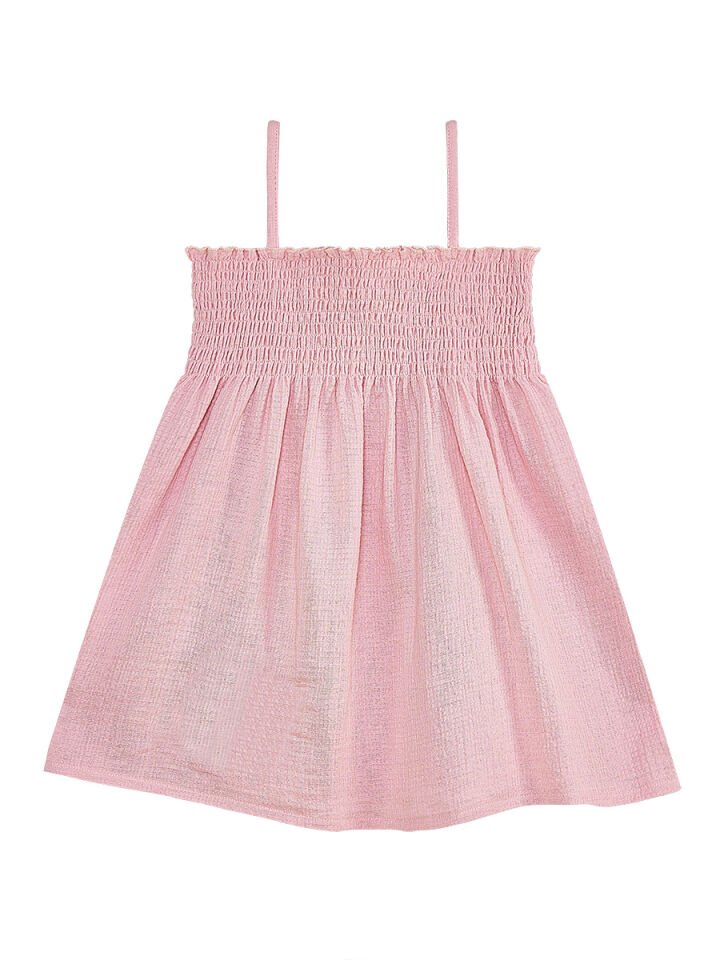Çiçekli Gülkurusu Kız Bebek Çocuk Müslin Elbise 4 Y - Pembe