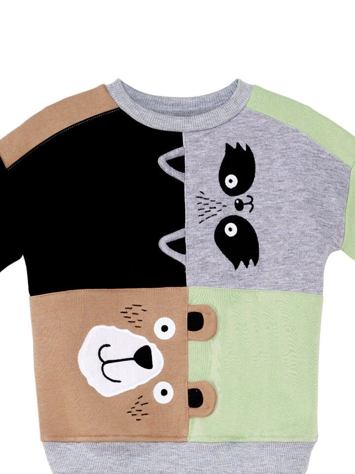 Rakun Ve Ayı Erkek Çocuk Sweatshirt 2 Y - Siyah