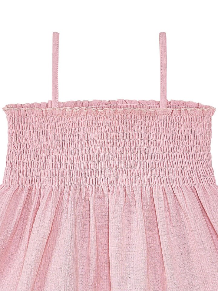 Çiçekli Gülkurusu Kız Bebek Çocuk Müslin Elbise 5 Y - Pembe