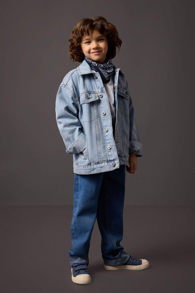 Erkek Çocuk Loose Fit Standart Paça Basic Düz Jean Pantolon