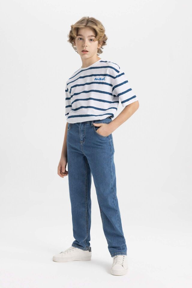 Erkek Çocuk Loose Fit Standart Paça Basic Düz Jean Pantolon
