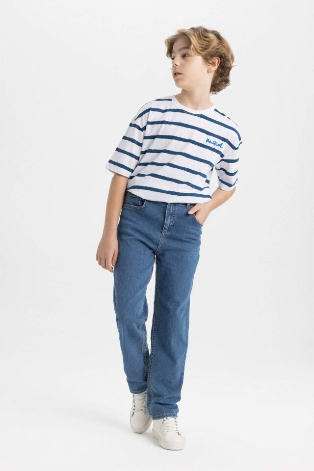Erkek Çocuk Loose Fit Standart Paça Basic Düz Jean Pantolon