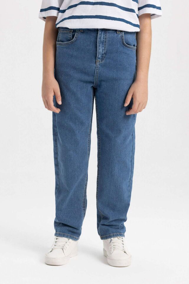 Erkek Çocuk Loose Fit Standart Paça Basic Düz Jean Pantolon
