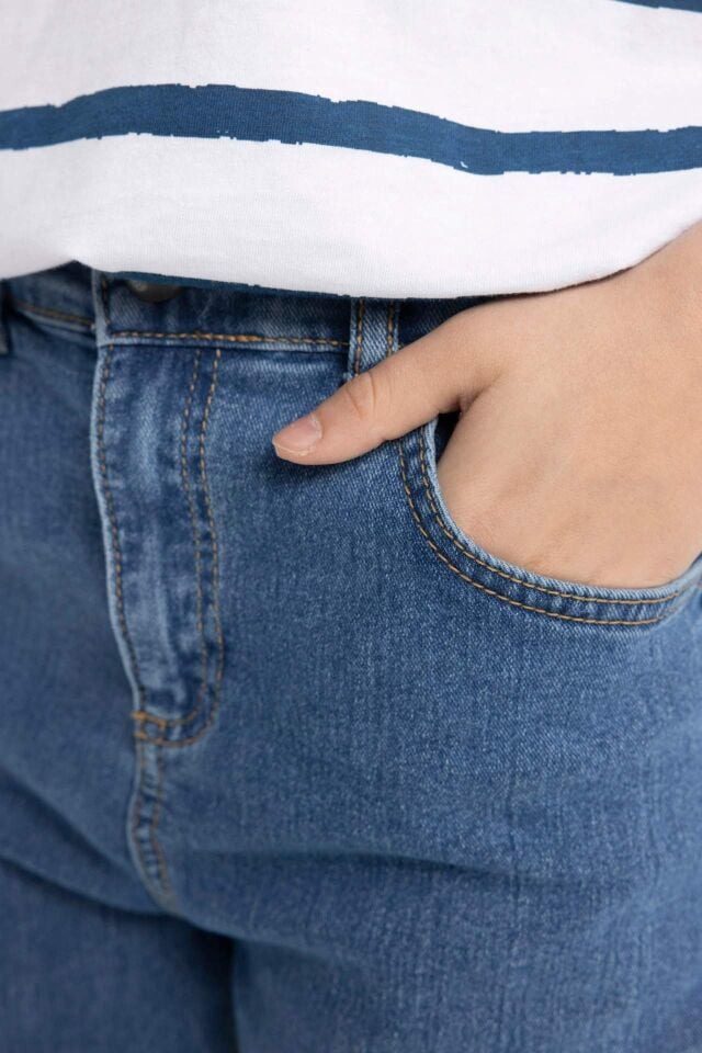 Erkek Çocuk Loose Fit Standart Paça Basic Düz Jean Pantolon