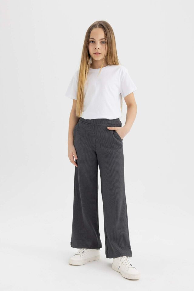 Kız Çocuk Straight Fit Waffle Pantolon