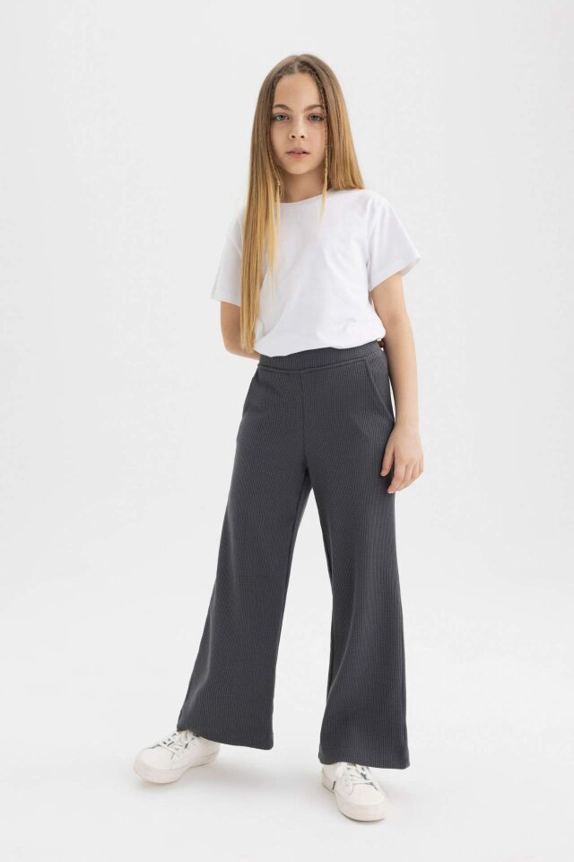 Kız Çocuk Straight Fit Waffle Pantolon