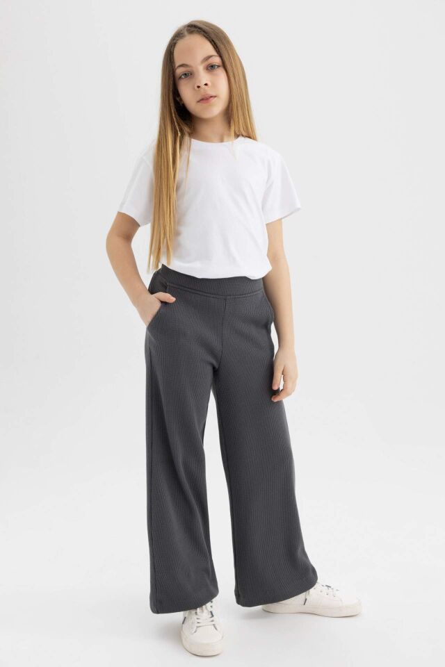 Kız Çocuk Straight Fit Waffle Pantolon