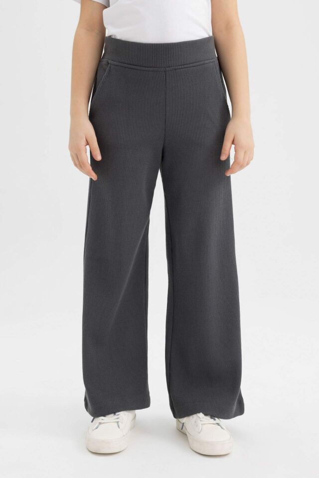 Kız Çocuk Straight Fit Waffle Pantolon
