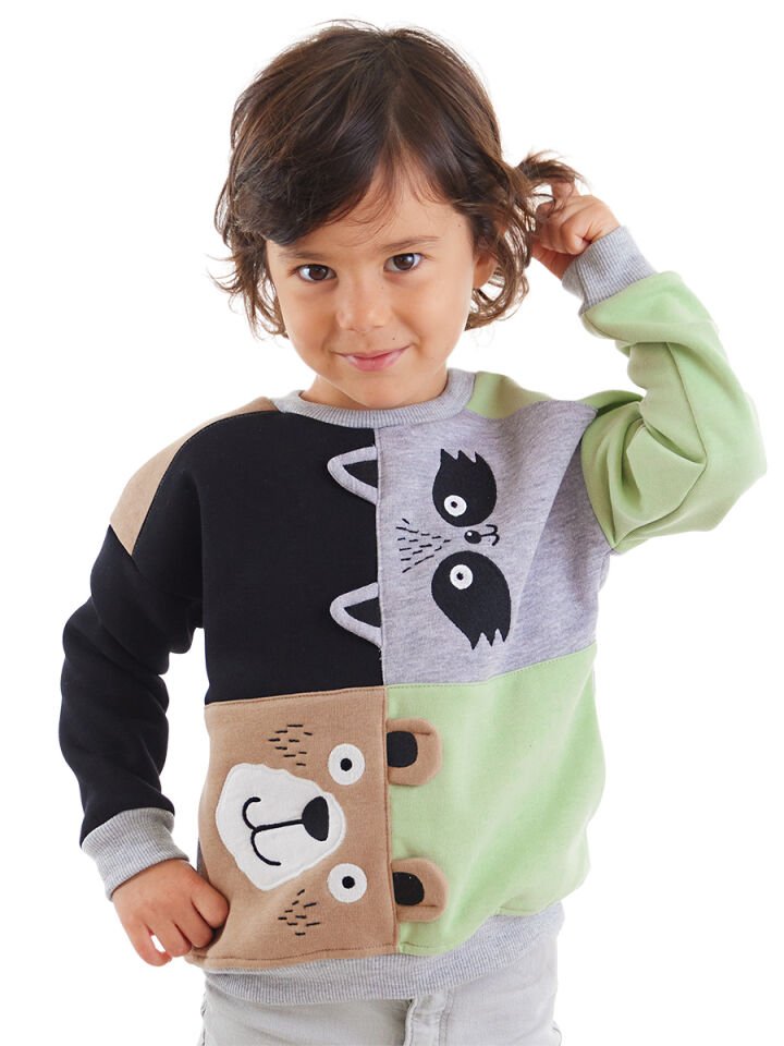 Rakun Ve Ayı Erkek Çocuk Sweatshirt 3 Y - Siyah