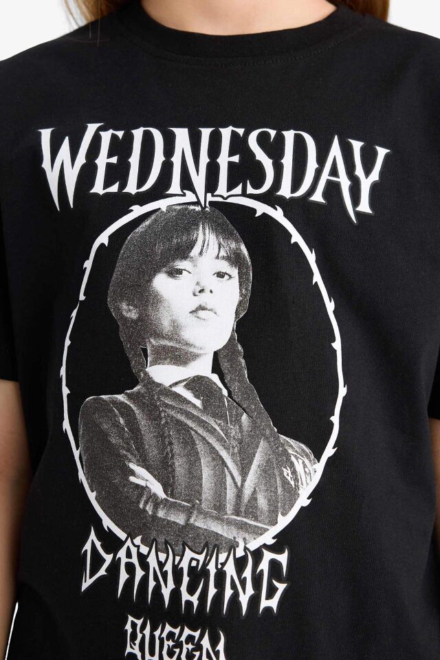 Kız Çocuk Wednesday Relax Fit Bisiklet Yaka Kısa Kollu Tişört