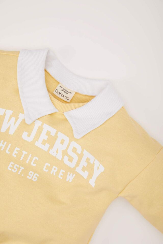Erkek Bebek Gömlek Yaka Baskılı Sweatshirt