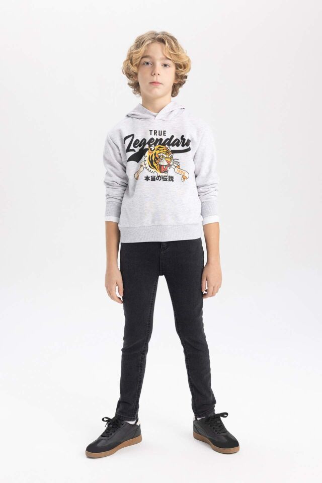 Erkek Çocuk Kapüşonlu Baskılı Sweatshirt