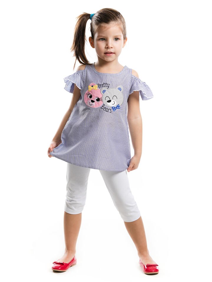 Pretty Bears Kız Çocuk Tunik Tayt Takım 5 Y - Beyaz Lacivert