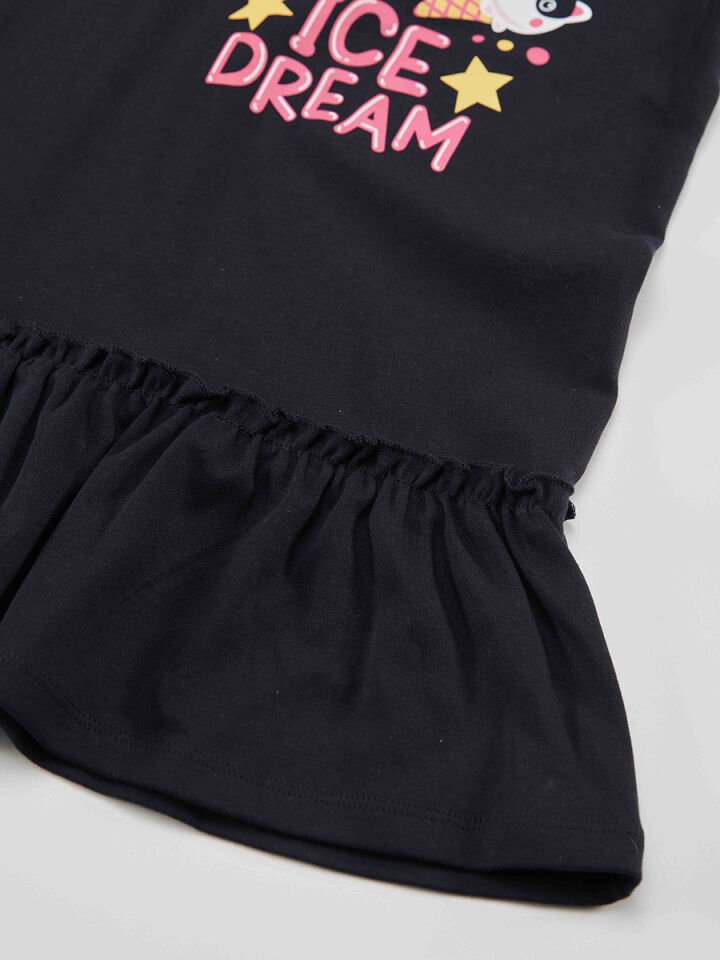 Dondurma Rüyası Pamuklu Kız Çocuk Lacivert Elbise 5 Y - Lacivert