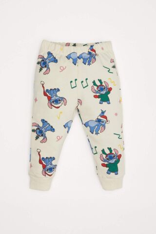 Kız Bebek 2'li Takım Disney Lilo & Stitch Bisiklet Yaka Sweatshirt Beli Lastikli Eşofman Altı