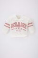 Kız Bebek Polo Yaka Baskılı Sweatshirt