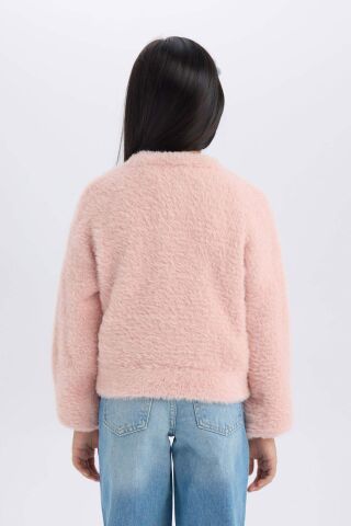 Kız Çocuk Crop Bisiklet Yaka Kazak