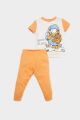 Erkek Bebek Garfield Pijama Takımı Kısa Kollu Penye Üst Beli Lastikli Uzun Alt