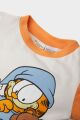 Erkek Bebek Garfield Pijama Takımı Kısa Kollu Penye Üst Beli Lastikli Uzun Alt