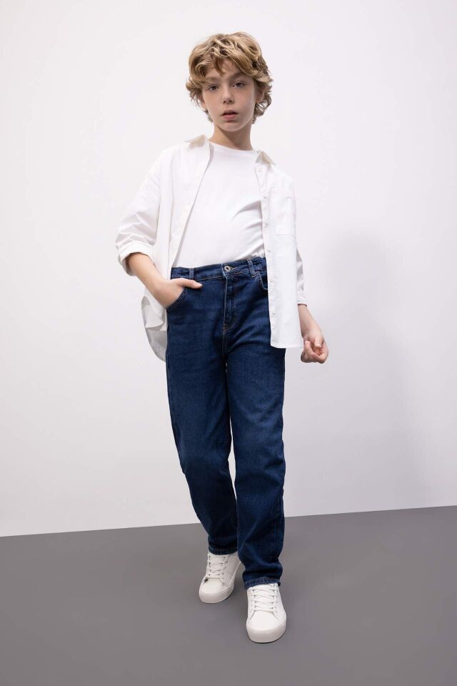 Erkek Çocuk Straight Fit Düz Paça Jean Pantolon