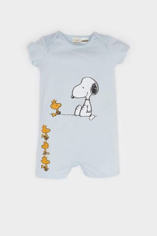 Erkek Bebek Yenidoğan Snoopy Penye Kısa Kollu Tulum
