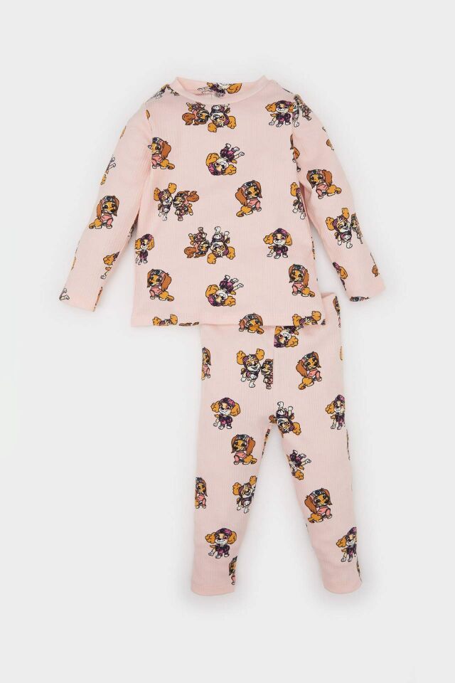 Kız Bebek Pijama Takımı Paw Patrol Uzun Kollu Fitilli Kaşkorse Üst Beli Lastikli Alt