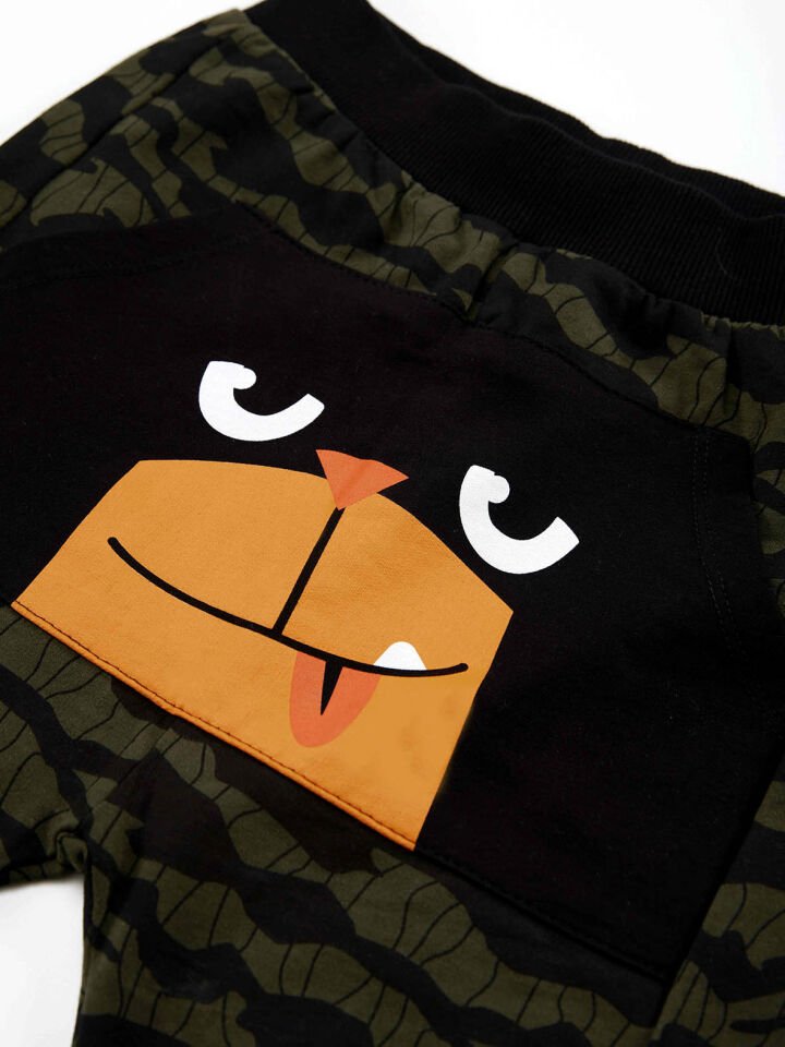 Woof Erkek Çocuk T-shirt Kapri Şort Takım 6 Y - Siyah, Haki