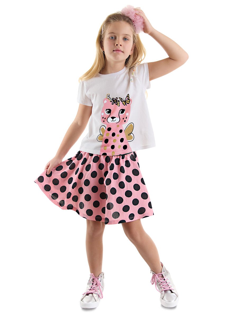 Çita Kız Çocuk T-shirt Pembe Etek Takım 3 Y - Pembe