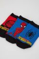 Erkek Çocuk Marvel Spiderman Pamuklu 3'lü Patik Çorap