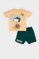 Erkek Bebek Snoopy 2'li Takım Kısa Kollu Tişört Beli Lastikli Şort