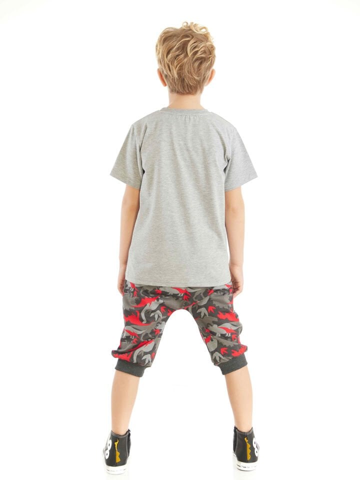 Triceratops Erkek Çocuk T-shirt Kapri Şort Takım