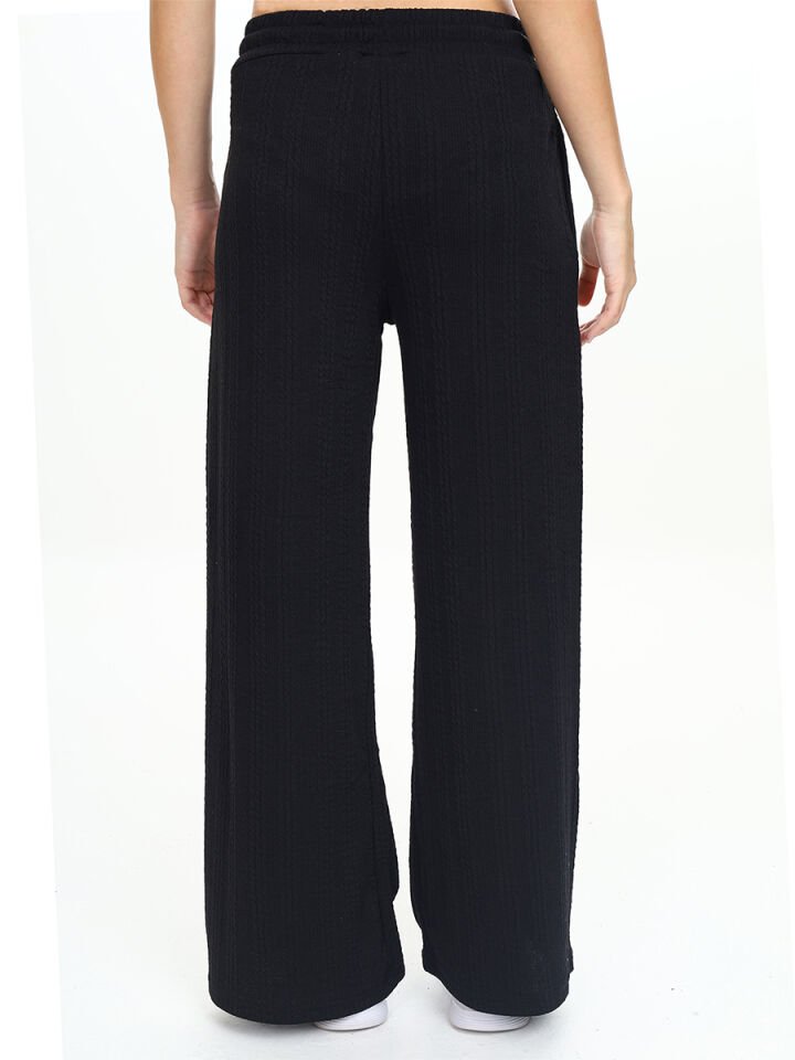 Kız Çocuk Geniş Paça Siyah Basic Eşofman Altı