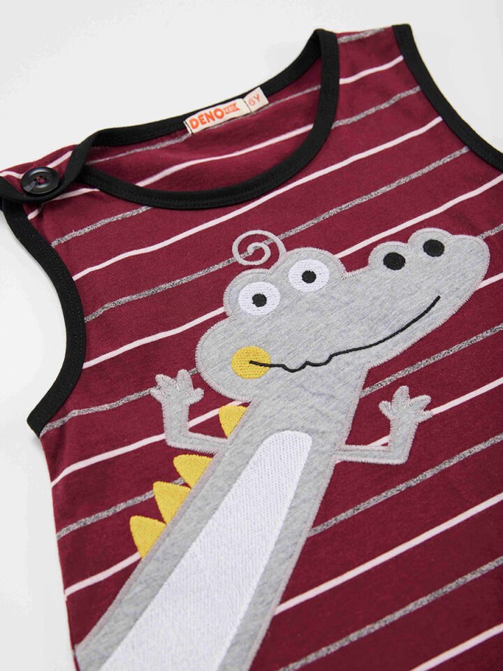 Komik Timsah Erkek Çocuk Pamuk Bordo Tulum 5 Y - Bordo