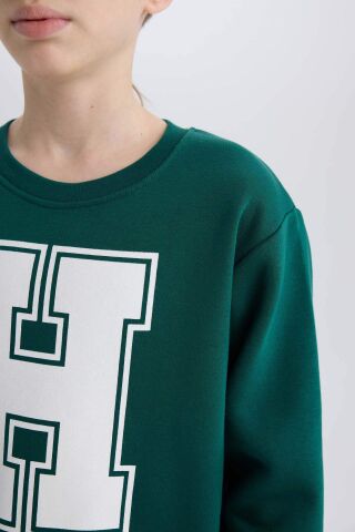 Erkek Çocuk Bisiklet Yaka Baskılı Sweatshirt