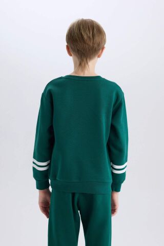 Erkek Çocuk Bisiklet Yaka Baskılı Sweatshirt
