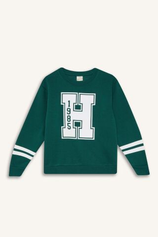 Erkek Çocuk Bisiklet Yaka Baskılı Sweatshirt