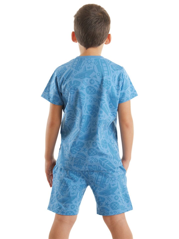 Shark Erkek Çocuk T-shirt Şort Takım 10 Y - Mavi