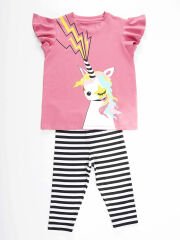 Unicorn Rock Kız Çocuk T-shirt Tayt Takım 10 Y - Pembe, Siyah, Beyaz