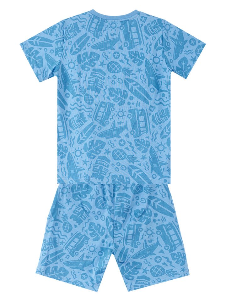 Shark Erkek Çocuk T-shirt Şort Takım 8 Y - Mavi