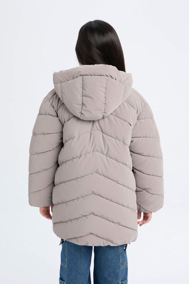 Kız Çocuk Su İtici Kapüşonlu Parka