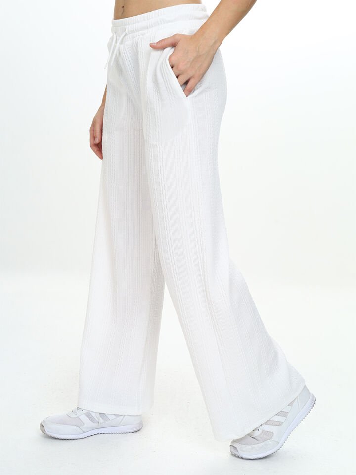 Kız Çocuk Geniş Paça Ekru Basic Eşofman Altı