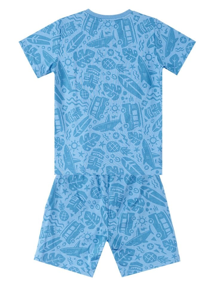 Shark Erkek Çocuk T-shirt Şort Takım 9 Y - Mavi