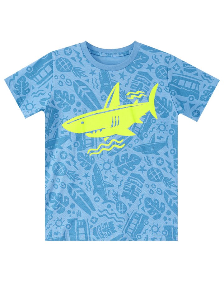 Shark Erkek Çocuk T-shirt Şort Takım 9 Y - Mavi