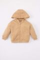 Erkek Bebek Kapüşonlu Basic Düz Fermuarlı Sweatshirt