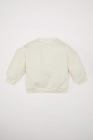 Kız Bebek Bisiklet Yaka Yılbaşı Temalı İçi Yumuşak Tüylü Sweatshirt